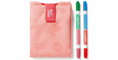 Roll'eat Bolsa de tela con Rotuladores Lavables Color Rosa